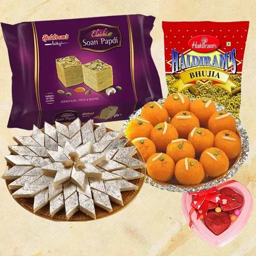 Sweets N Savory Gift Hamper with Rakhi to Mangalore, India