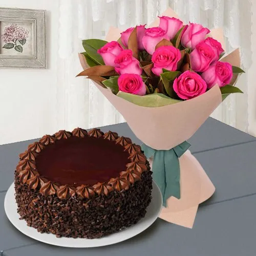 Pink Roses Bouquet With Elegent Chocolate Box, Mother's Day Delivery in  Ahmedabad – SendGifts Ahmedabad