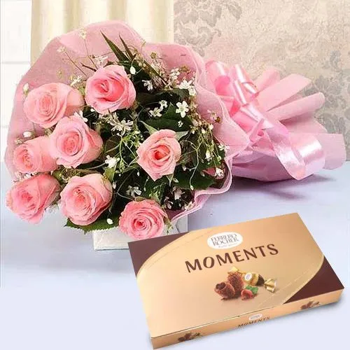 Pink Roses Bouquet With Elegent Chocolate Box, Mother's Day Delivery in  Ahmedabad – SendGifts Ahmedabad