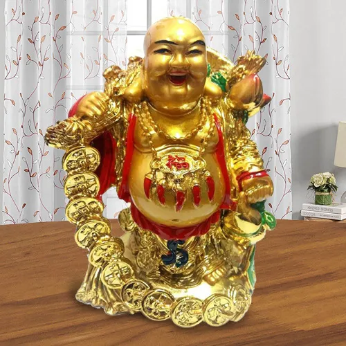 Buy ESPLANADE Resin Laughing Buddha Money Kuber Statue | Feng Shui Figurine  Showpiece Decoration Gift - 16