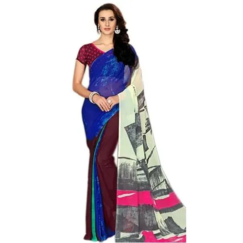 Buy Hensi sarees shop Printed, Self Design Daily Wear Georgette Light  Green, Yellow Sarees Online @ Best Price In India | Flipkart.com